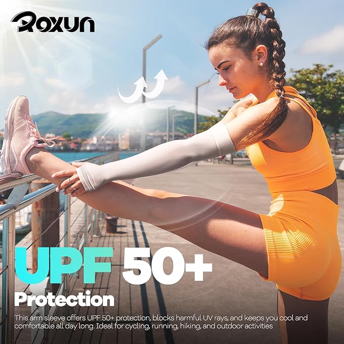 Arm Sleeves with Thumb Hole, Cooling UV Protection Compression Tattoo Cover Up for Men/Women