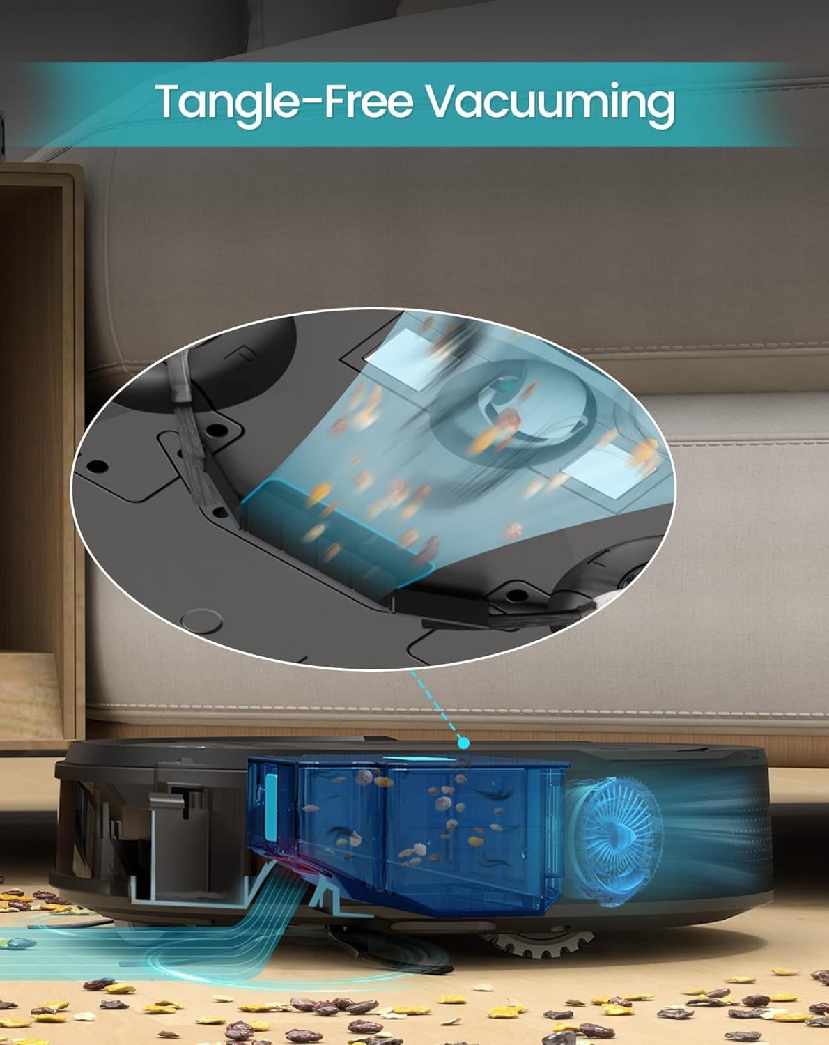 Lefant M210 Robot Vacuum Cleaner, 120-Min Runtime, Compact Design, Powerful Suction, Low Noise, Wi-Fi/App/Voice Control, Self-Charging, Scheduled Cleaning, Ideal for Pet Hair and Hard Floors, Black