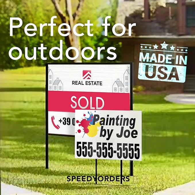 Custom Outdoor Metal Signs - Personalized Aluminum Business Signs, Waterproof, White (Yellow Background, 12x8 In)