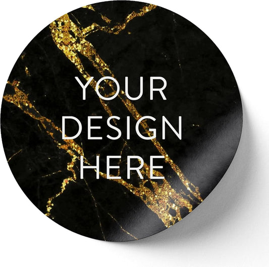 100 Custom Vinyl Stickers - Upload Your own Image, Text, Design, Logo - Personalized Logo Labels for Handmade, Packaging, Bottle, Jars, Candle, Brand Stickers (Black Gold Marble, 5x5)