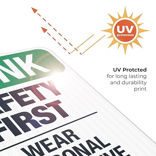 Think Safety First Wear Personal Protective Equipment Sign, 18x24 Inches, 3M EGP Reflective .080 Aluminum, Fade Resistant, Made in USA