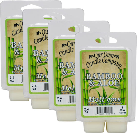Our Own Candle Company Premium Wax Melt, Bamboo & Aloe Scent, Handmade in The USA, 24 Cubes (4 Pack, 9.6oz Total)