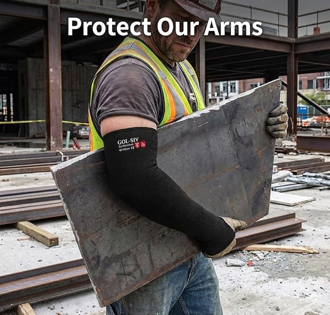 Arm Protectors For Thin Skin And Bruising, Cut Resistant Sleeves For Men Women, A5 Level Farmer Sleeves For Gardening, Welding, Kitchen (Black, 17.7 In)