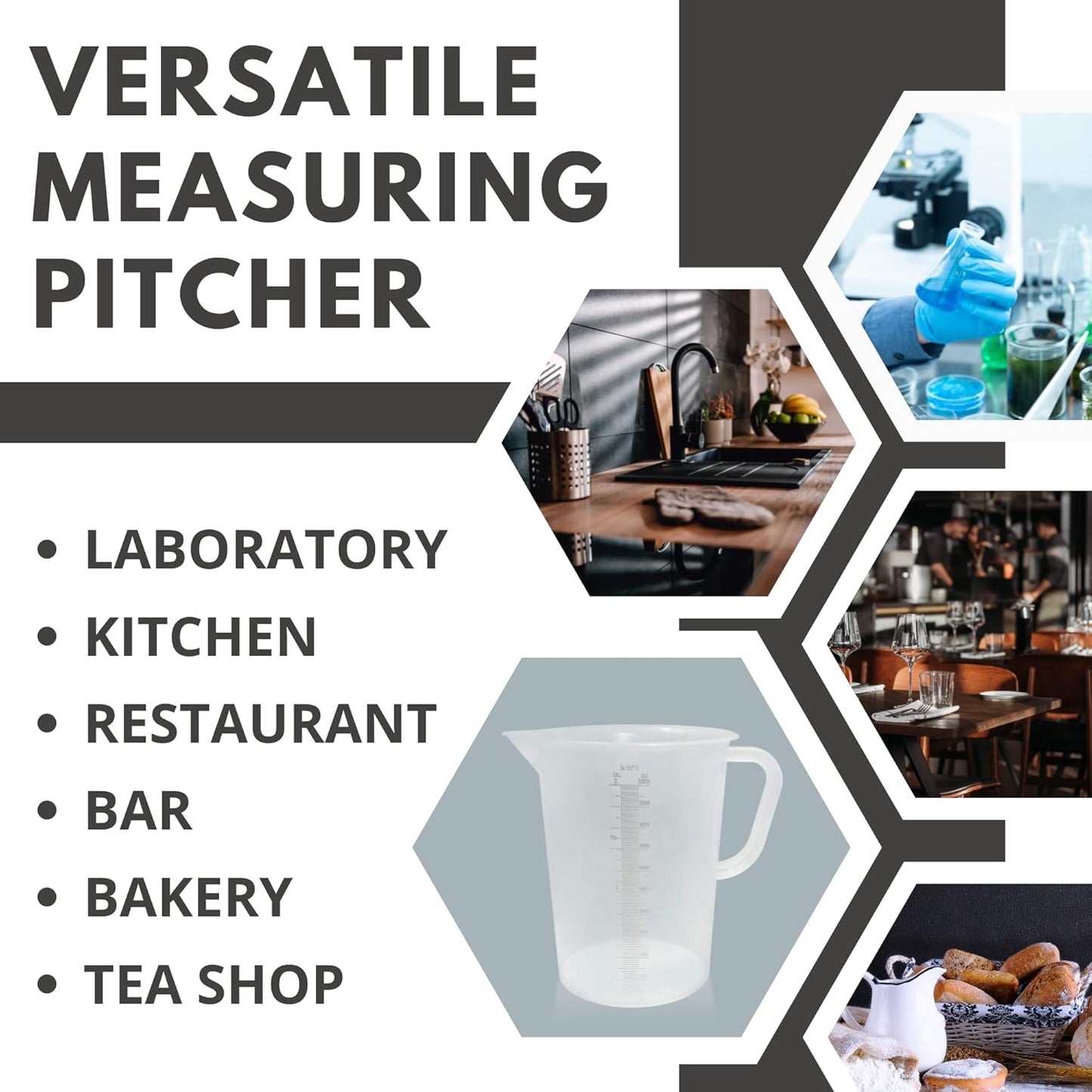 Appletofu Plastic Graduated Measuring and Mixing Pitcher - 2000ml Plastic Graduated Measuring Pitcher - Large Cylinder Graduated Measuring Container with Handle and Pour Spout - 2 Liter