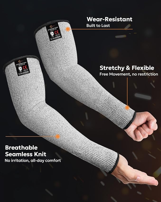 Evridwear Protective Arm Sleeves Cut Resistant Farmers Sleeves for Men Work, Gardening, Farming, Arm Protectors for Thin Skin and Bruising (Small, No Thumb Hole)
