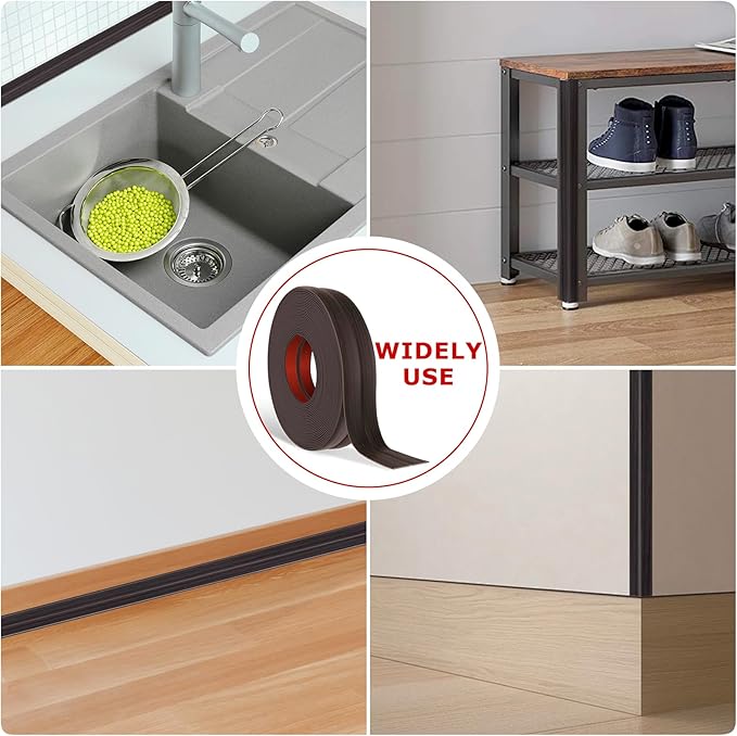 Flexible Wall Corner Protector Moulding Trim Peel and Stick Wall Corner Guards Edge Protector Self Adhesive Molding Trim Strip for Edge Ceiling (Dark Walnut Wood Grain, 1.6 in x 40 Ft)