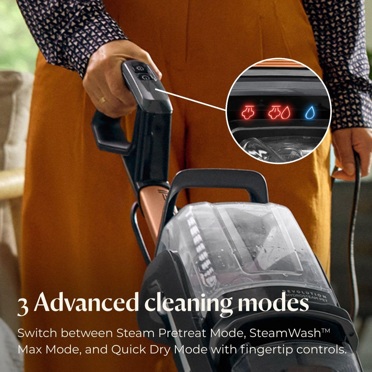 BISSELL Revolution HydroSteam Pet Carpet Cleaner, Upright Deep Cleaner, HydroSteam Technology, 2-in-1 Pet Upholstery Tool & Formulas Included, 3432