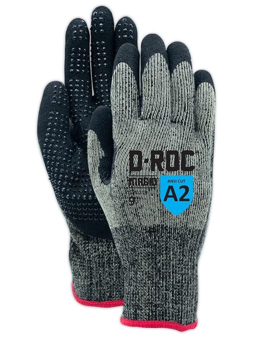 MAGID D-ROC ANSI A2 Heat-Resistant Work Gloves with Sandy Nitrile Coating, 96 Pairs, Size 8/Medium, GPD249