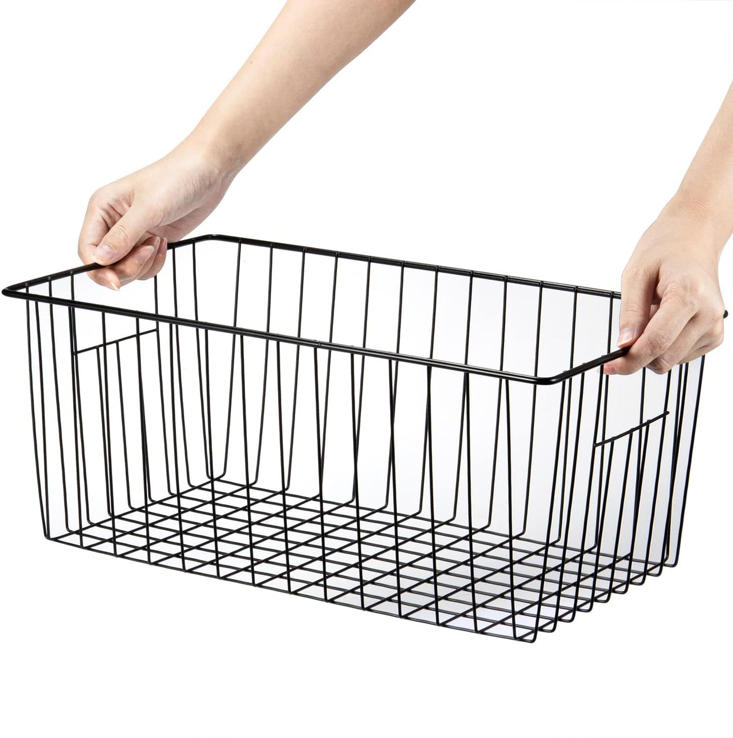 16inch Upright Freezer Organizer Baskets for 13-14,16-21 cu.ft Standup Freezer, Settle freezer chaos and reduce food waste effectively, Durable, Fully Use Space, Improve Air Circulate, Black, 4pcs