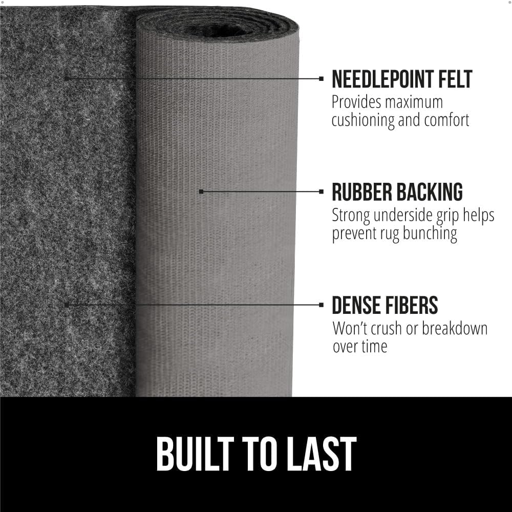 GORILLA GRIP Felt and Natural Rubber Stay in Place Slip Resistant Rug Pad, 1/4in Thick, 5x7 FT Protective Padding Under Area Rugs, Cushioned Gripper Pads, Carpet Runners, Hardwood Floors Protection