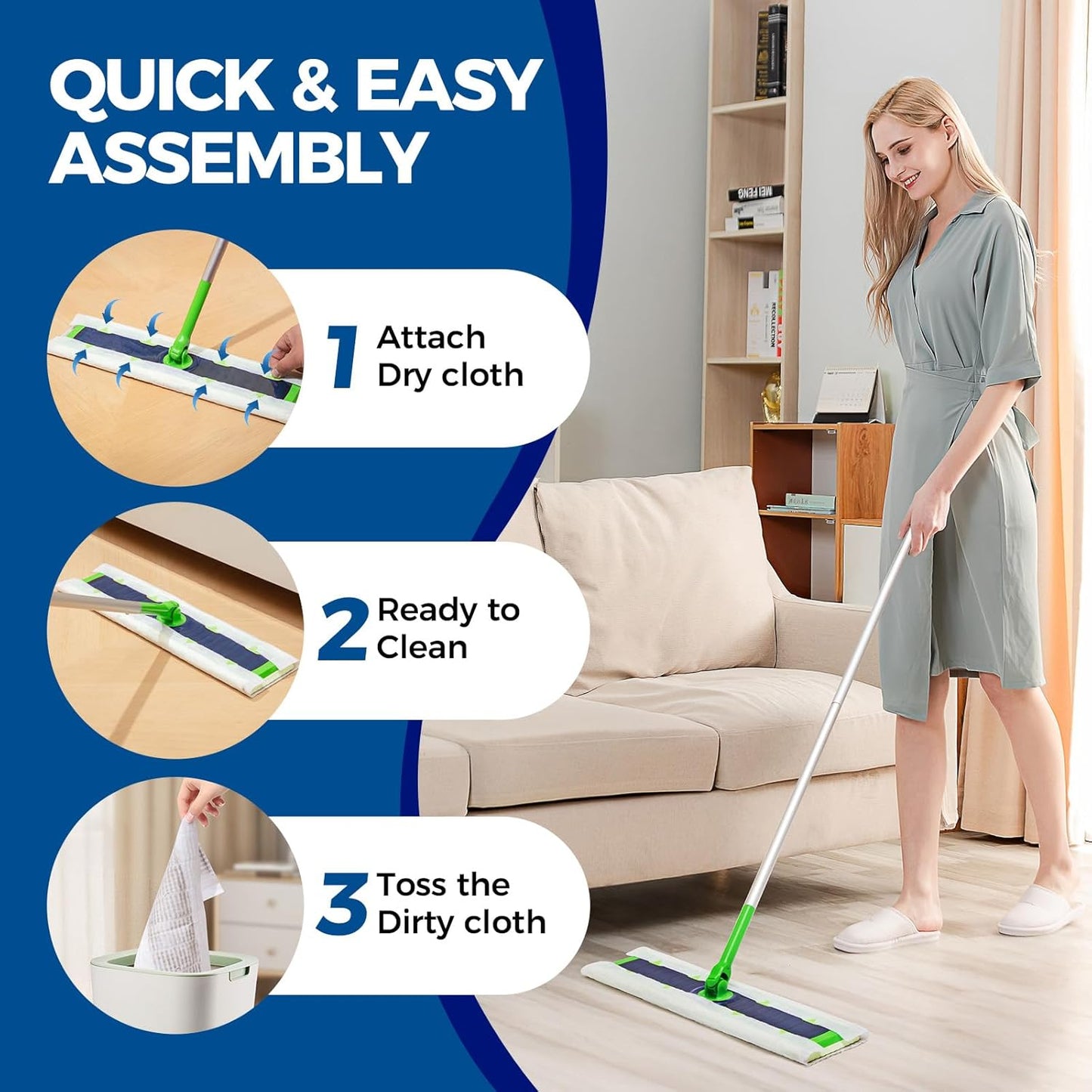 XL Dry Mop Refills Dust Sweeping Cloths Disposable Mop Pads for XL Sweeper X Large Floor Cleaning Mop Refills, 9.84x17.71 Inch, 40 Count