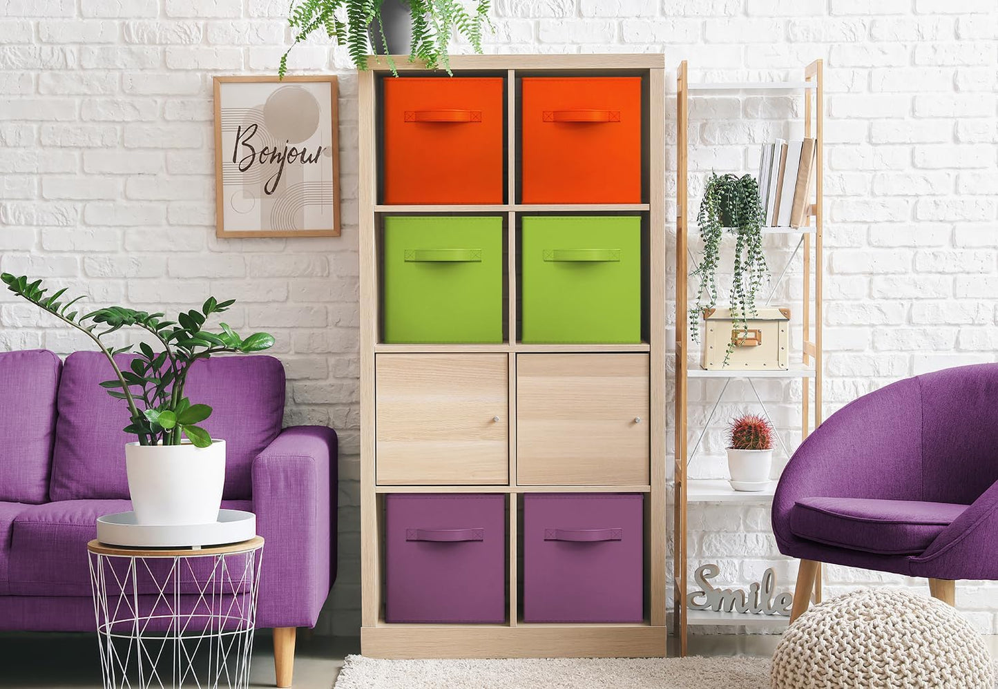 Sorbus Fabric Storage Cubes - 6 Foldable Storage Bins for Organizing Pantry, Cubbies, Toy Box - Clothes Storage & Closet Organizer - 13 Inch Collapsible Cube Baskets for Shelves with Handle