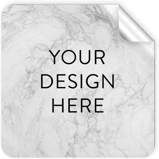 100 Custom Vinyl Stickers - Upload Your own Image, Text, Design, Logo - Personalized Logo Labels for Handmade, Packaging, Bottle, Jars, Candle, Brand Stickers (Silver Marble, 1.5x1.5 Square)