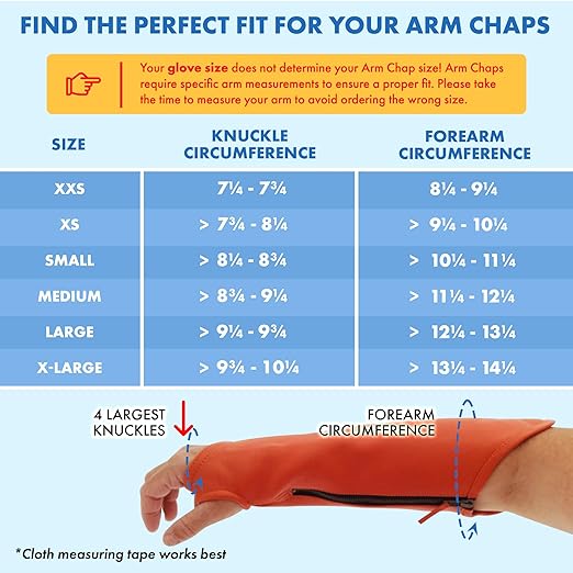 Arm Chaps Extended Elbow Leather Arm Guard - Arm Sleeve Protectors for Thin Skin and Bruising, Scratches & Cuts - Protective Arm Sleeve for Any Age- Left & Right Form-Fitting - Orange(1Pair/X-Large).