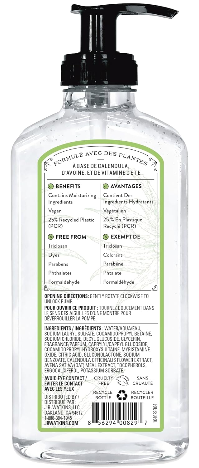 J.R. Watkins Gel Hand Soap, Scented Liquid Hand Wash for Bathroom or?Kitchen, USA Made and Cruelty Free, 11 fl oz, Aloe & Green Tea