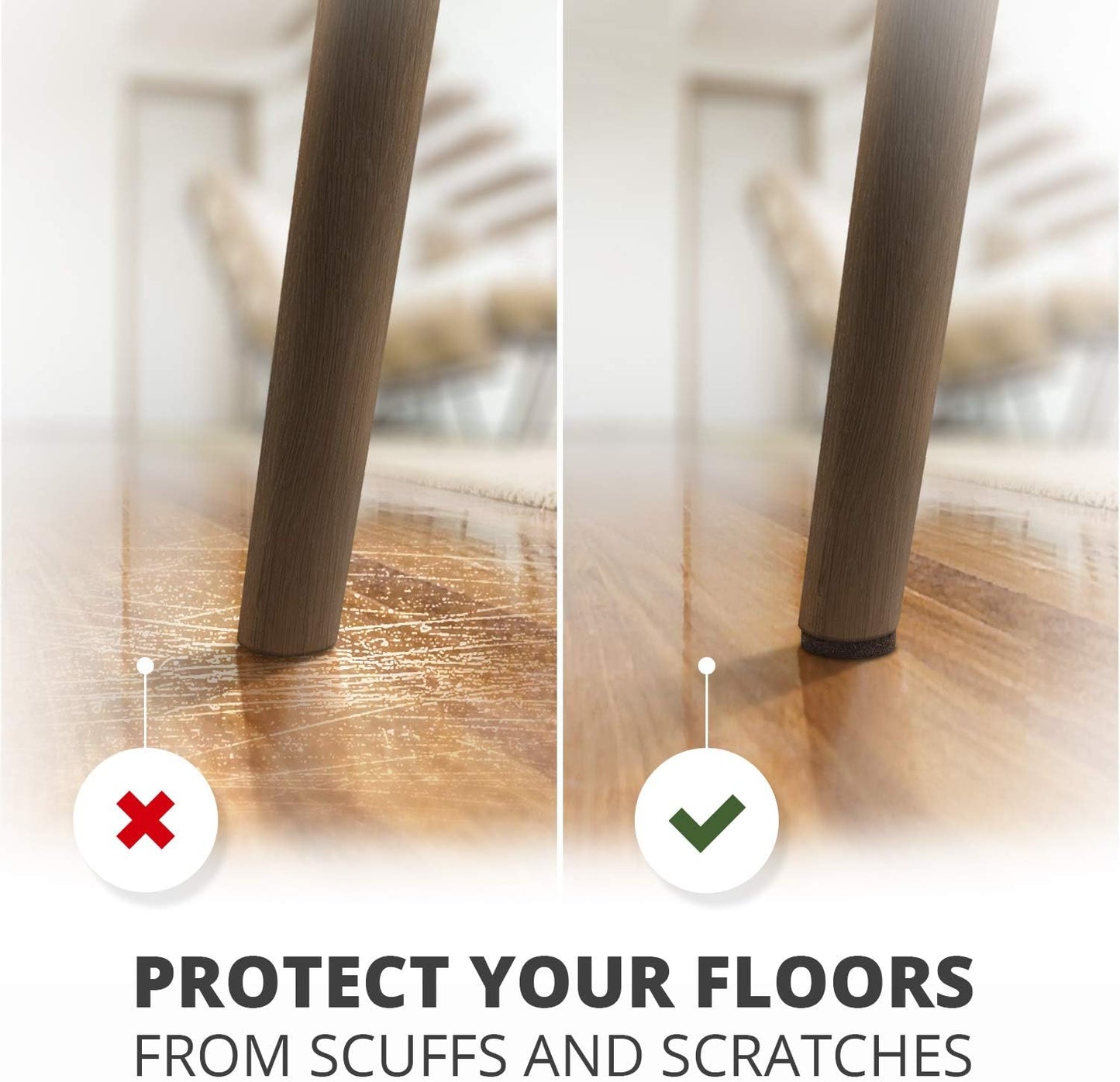 24 Heavy-Duty Felt Furniture Pads 1.5” 1/4” Thick X-Protector! Round Felt Pads for Furniture Feet - The Best Felt Floor Protectors for Furniture to Prevent Scratches. Protect Your Hard Floor! (Brown)