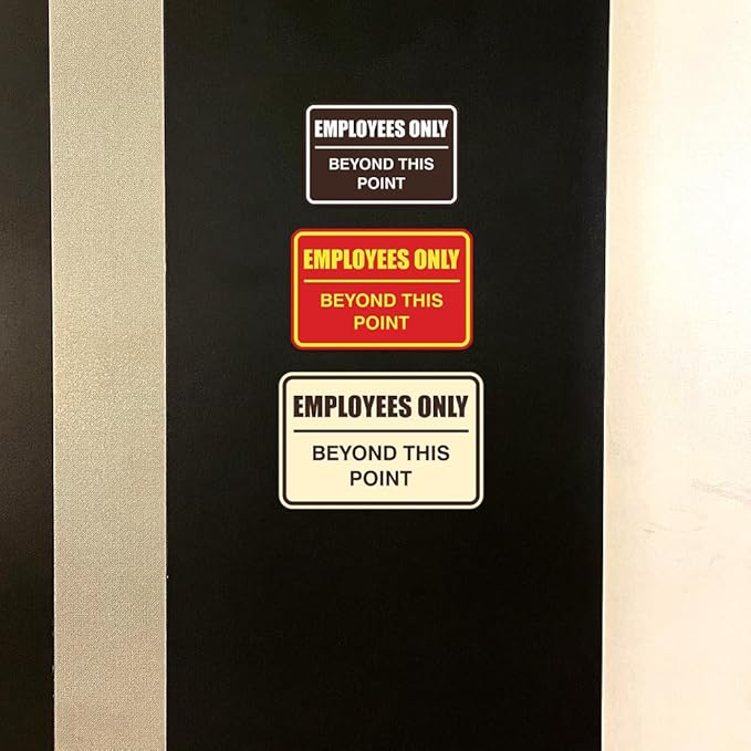 All Quality Classic Framed Employees Only Beyond This Point Wall or Door Sign | Easy to Install Business Signage - Large (Walnut) 5 Pack