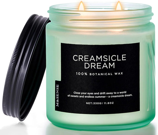 M&SENSE Orange Creamsicle Summer Scented Candle - 11.6oz Clean Non Toxic Natural Soy Wax 70-Hour Slow Burning Candle, 2-Wick Long Lasting Home Fragrance Gifts for Housewarming & Anniversaries