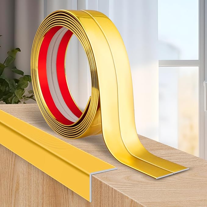 Flexible Wall Corner Protector Moulding Trim Peel and Stick Wall Corner Guards Edge Protector Self Adhesive Molding Trim Strip for Edge Ceiling (Gold, 2.4 in x 20 Ft)
