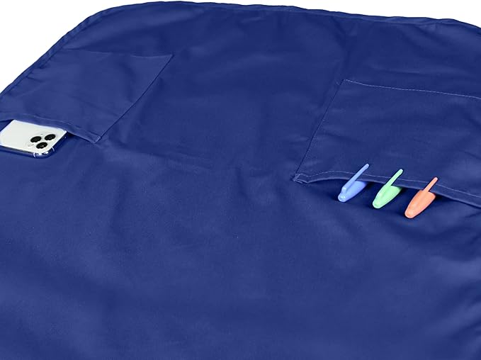 DALIX Apron Commercial Restaurant Home Bib Spun Poly Cotton Kitchen Aprons (2 Pockets) in Navy Blue 12 Pack