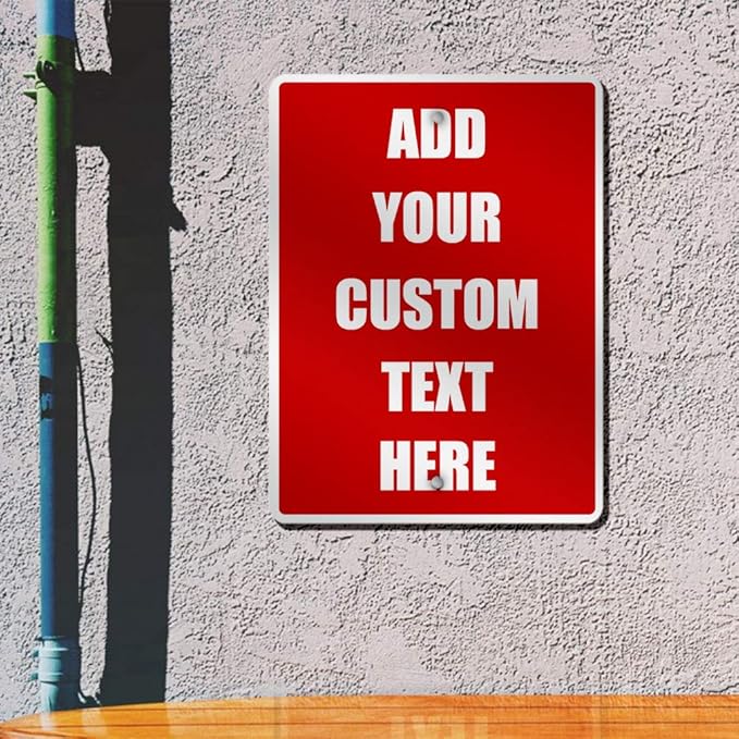 Aluminum Weatherproof Metal Sign Multiple Sizes Custom Personalized Text Here Red White Danger Vertical Street 18x24Inches