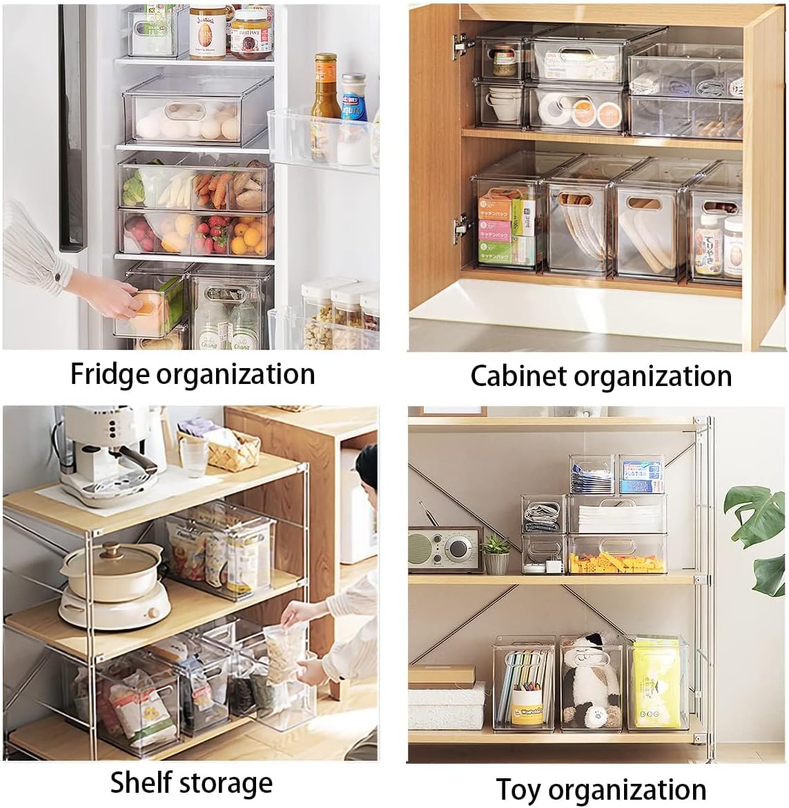 MineSign 9 Pack Stackable Refrigerator Organizer Bins Pull-Out Drawers for Fruit and Veggies Storage Organizer for Fridge Clear Drawer Containers with Handle Divided Organization for Produce Saver