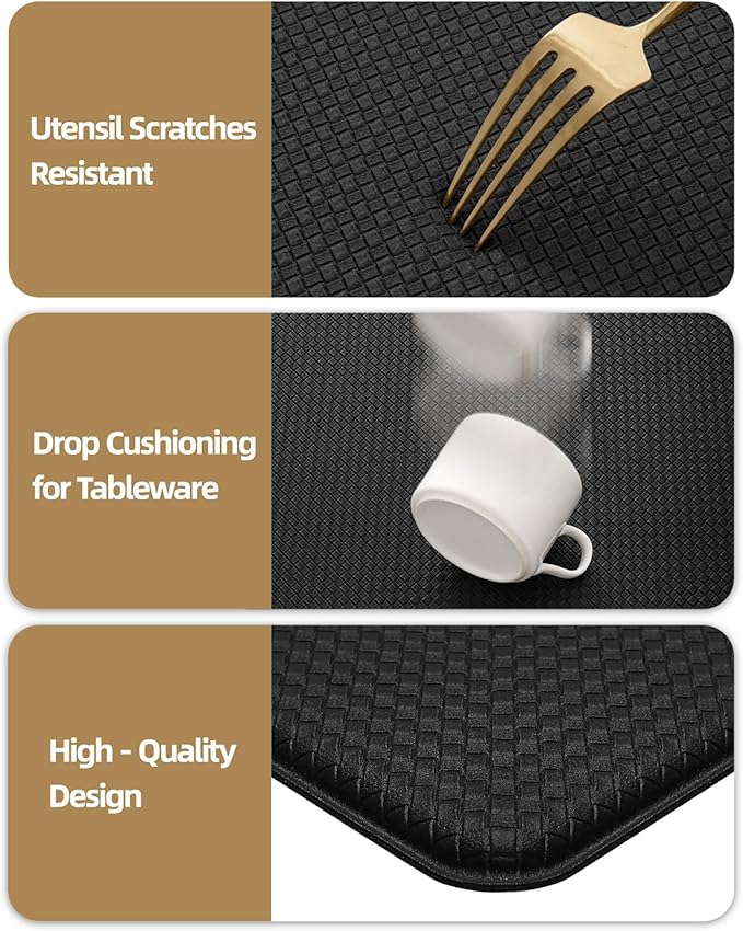 Color&Geometry Anti Fatigue Cushion Kitchen Mat for Floor -17"x29",Easy Clean, Water & Oil Proof, Anti Slip, Foam Rubber Runner Rug for Front Sink Comfort Standing,Black