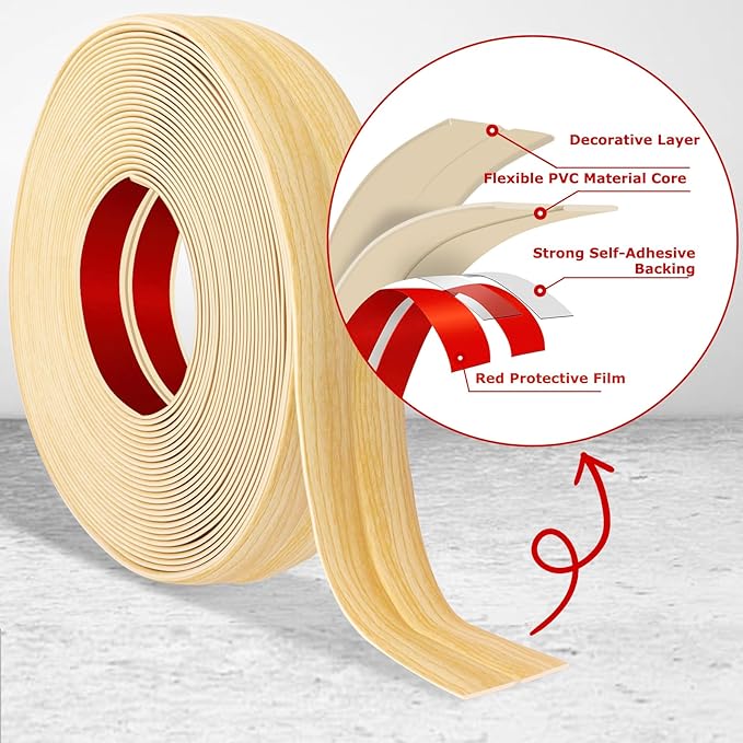 Flexible Wall Corner Protector Moulding Trim Peel and Stick Wall Corner Guards Edge Protector Self Adhesive Molding Trim Strip for Edge Ceiling (Original Wood Grain, 2.4 in x 40 Ft)