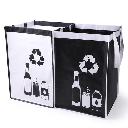 Large Recycle Waste Bag for Kitchen Home- Large Indoor Recycling Bins Trash Sorting Organizer, Reusable and Waterproof, 2 Pack