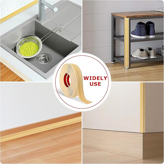 Flexible Wall Corner Protector Moulding Trim Peel and Stick Wall Corner Guards Edge Protector Self Adhesive Molding Trim Strip for Edge Ceiling (Original Wood Grain, 0.8 in x 10 Ft)
