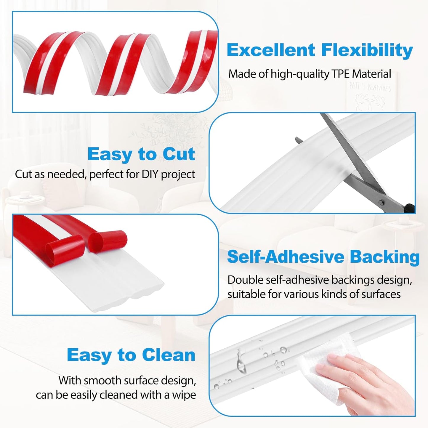 Wall Corner Protector Peel and Stick Corner Trim Molding Flexible Inside & Outside Wall Edge Guard Self Adhesive Moulding Trim for Edge Use, White, 2.3” W x 20’ L