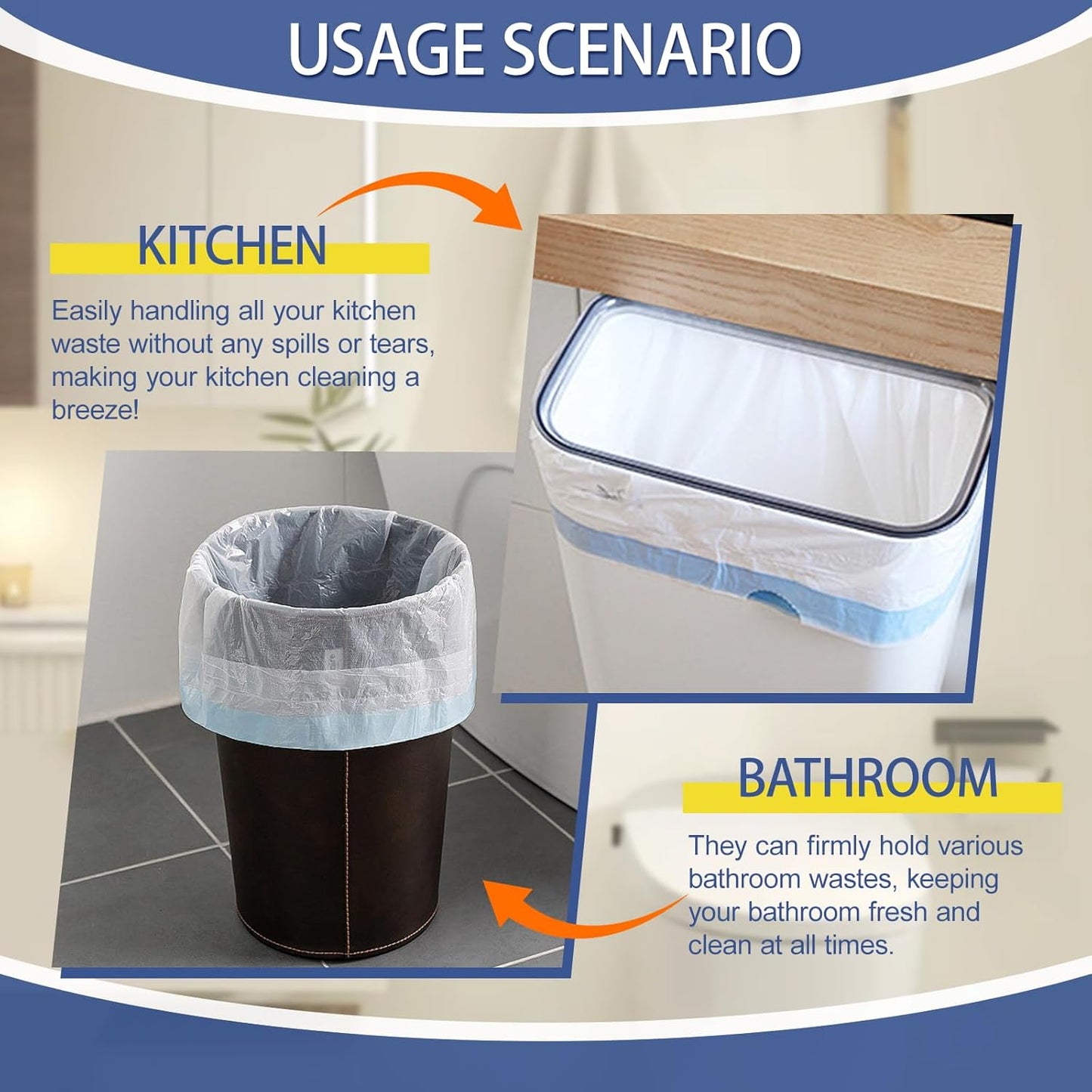 150 Count 4 Gallon Trash Bags Drawstring - 1.1 Mil Heavy Duty Small Garbage Bags Unscented for Bathroom, 15 Liter Thick Plastic Wastebasket Liners for Toilet Office and Bedroom