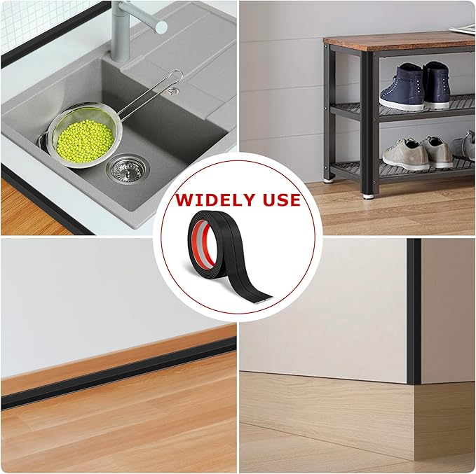 Flexible Wall Corner Protector Moulding Trim Peel and Stick Wall Corner Guards Edge Protector Self Adhesive Molding Trim Strip for Edge Ceiling (Black, 1.6 in x 20 Ft)