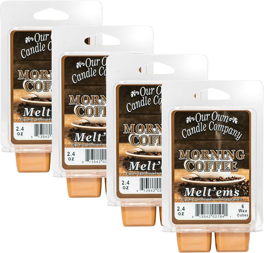Our Own Candle Company Premium Wax Melt, Morning Coffee Scent, Handmade in The USA, 24 Cubes (4 Pack, 9.6oz Total)