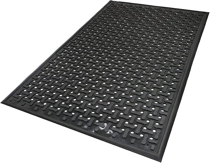 M+A Matting Comfort Flow Anti Fatigue Mat - Grease Proof, Oil Proof, Odor Resistant, Lightweight Commercial Kitchen Mat for Wet Areas – Black (4' x 6')