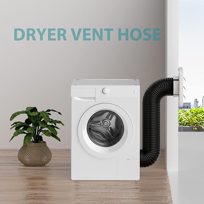 HG Power 8 Inch Air Ducting, 8 Feet Long Flexible Aluminum Dryer Vent Hose, Three Layer Protection Dryer Hose with 2 Clamps for HVAC Ventilation Heating Cooling Exhaust