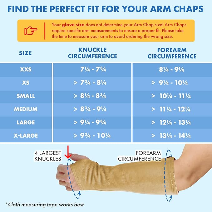 Arm Chaps Leather Protective Sleeves Arm Guard - Prevent Cuts, Scratches & Bruises - Genuine Cowhide - Ideal for Gardening & Construction - Left & Right Form-Fitting. Tan (1 Pair/Medium).