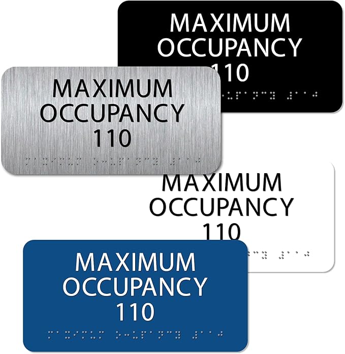 ALPHA DOG ADA SIGNS Custom Maximum Occupancy Sign 4x8 Inch - Personalized Room Capacity Limit Sign with Grade 2 Braille - ADA Compliant Business Signage - Made in USA - White