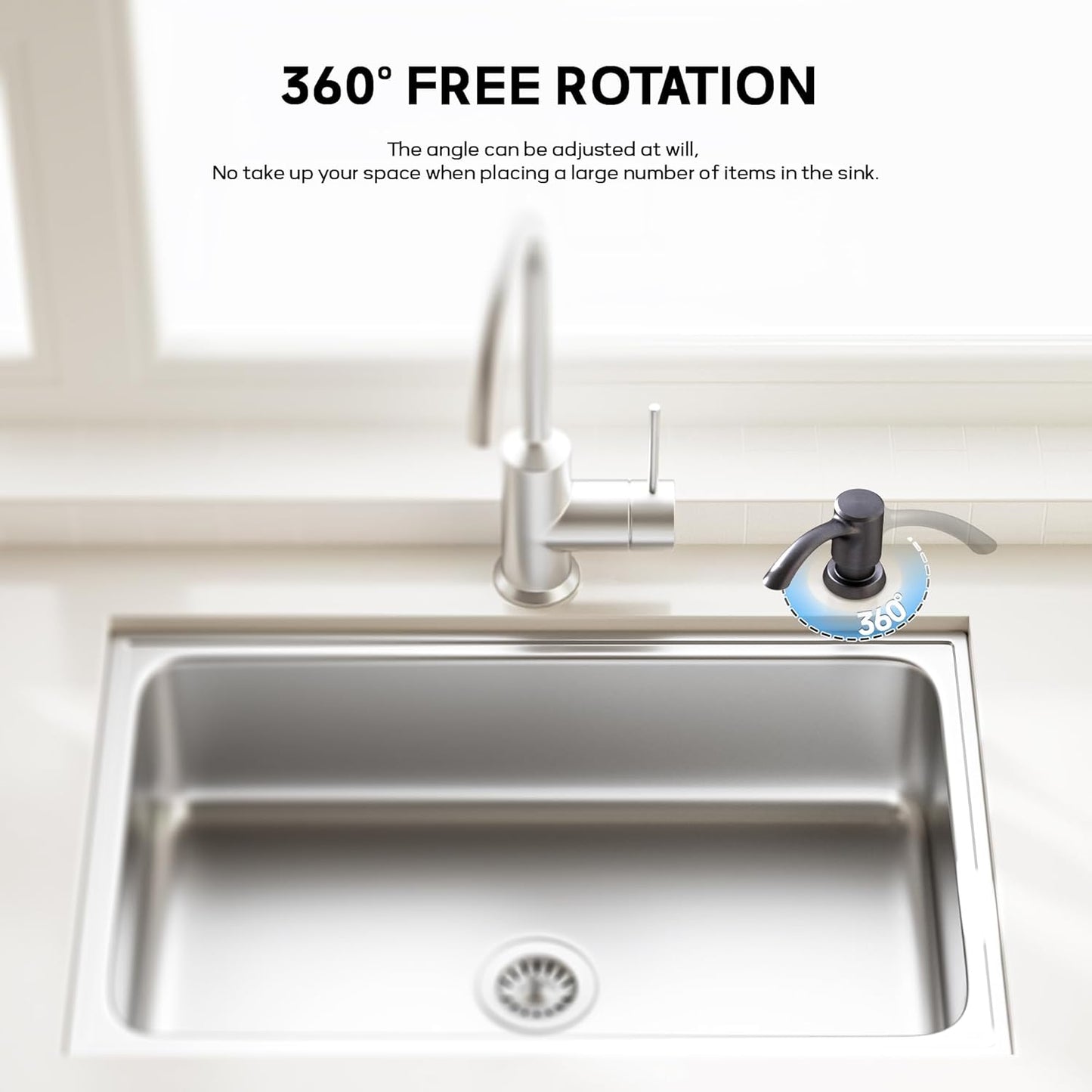 SAMODRA Built-in Kitchen Sink Soap Dispenser with Extension Tube Kit - Oil-Rubbed Bronze Finish, Leak-Proof Design, No Top Refill Required (39" Tube)