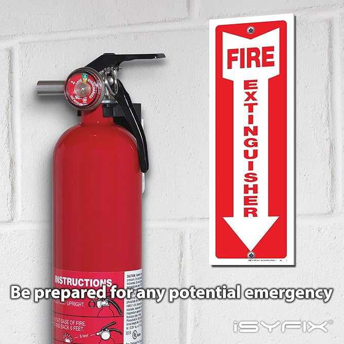 iSYFIX Fire Extinguisher Signs – 10 Pack 4x12 Inch – 40 mil Thick Polystyrene Plastic, Laminated for Ultimate UV, Weather, Scratch, Water & Fade Resistance, Indoor & Outdoor