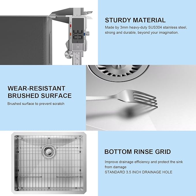 30-Inch Drop in Kitchen Sink Handmade Topmount 16 Gauge 304 Stainless Steel Single Bowl Kitchen Workstation Sink in 10-inch-Depth 30"x19"x10"