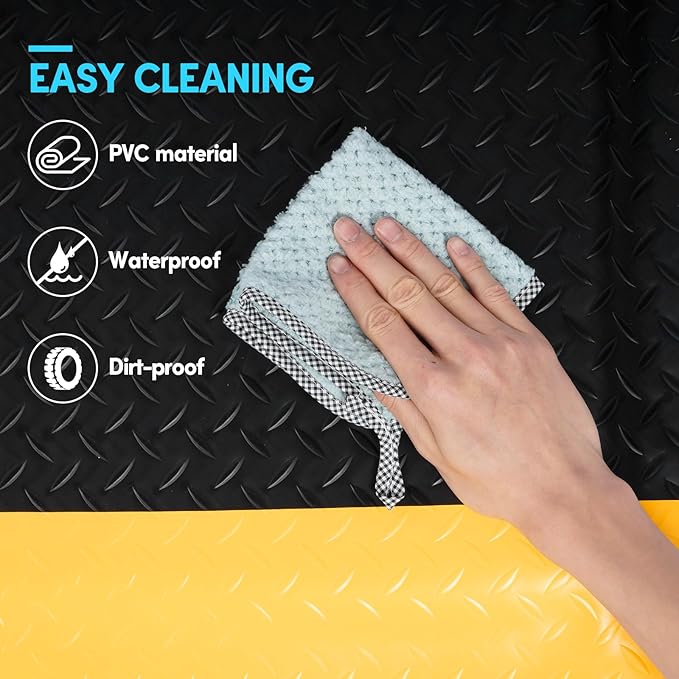 3 x 6 FT Anti Fatigue Mats Industrial 15/16 Inch Thick Soft Sponge Ergonomic Mat Durable Heavy Duty Diamond Plate for Standing Non Slip Industrial Grade Floor Mat for Leg & Back Pain