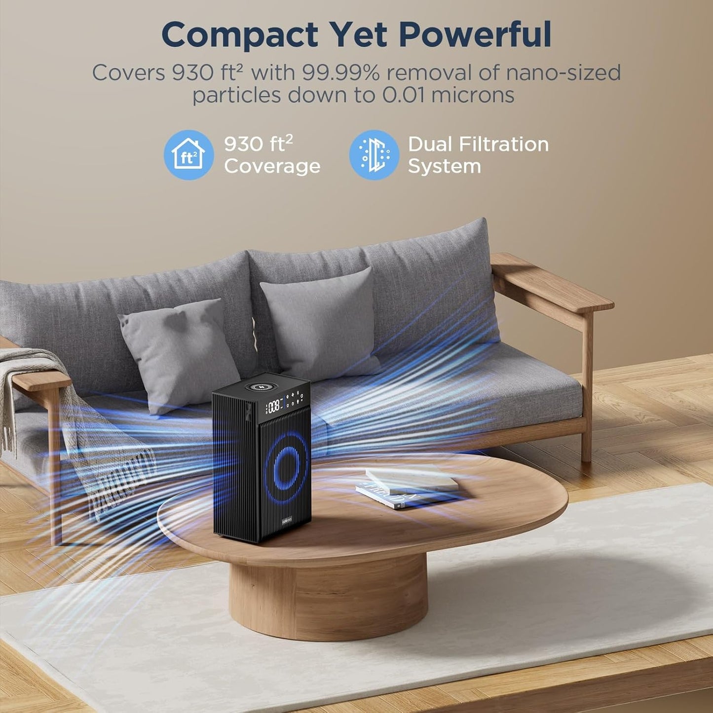 CleanForce Cube | 4-in-1 Desk Organizer with Air Purifier, Wireless Charger, Bluetooth Speaker & Cordless Diffuser | for Home Office, Bedroom | FCC Certified | Quiet & Space Saving
