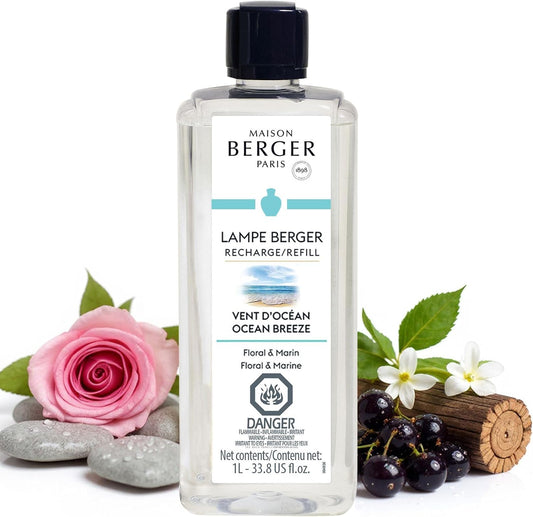 Ocean Breeze - Lampe Berger Fragrance Refill for Home Fragrance Oil Diffuser - 33.8 Fluid Ounces - 1 Liter