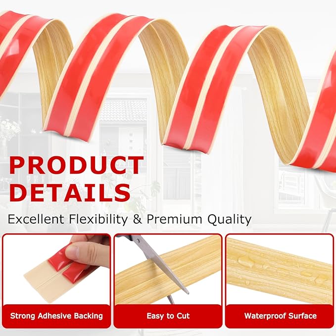 Flexible Wall Corner Protector Moulding Trim Peel and Stick Wall Corner Guards Edge Protector Self Adhesive Molding Trim Strip for Edge Ceiling (Original Wood Grain, 0.8 in x 20 Ft)