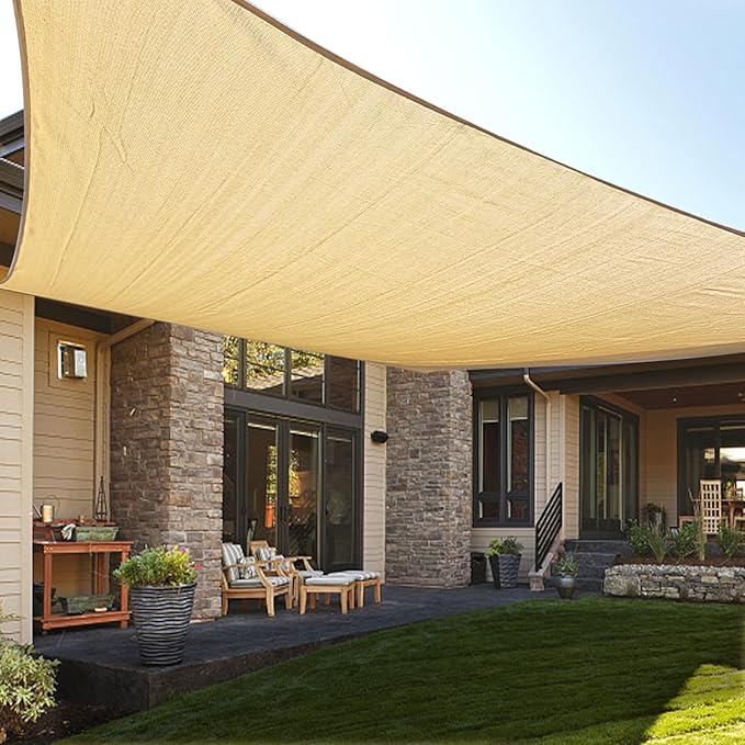 LOVE STORY Custom Size 10' x 21' Sand Sun Shade Sail Canopy Commercial Rectangle Sail Shade Fabric for Patio Garden Backyard Pool (Customized)