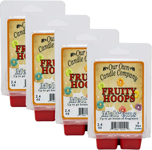 Our Own Candle Company Premium Wax Melt, Fruity Hoops Scent, Handmade in The USA, 24 Cubes (4 Pack, 9.6oz Total)