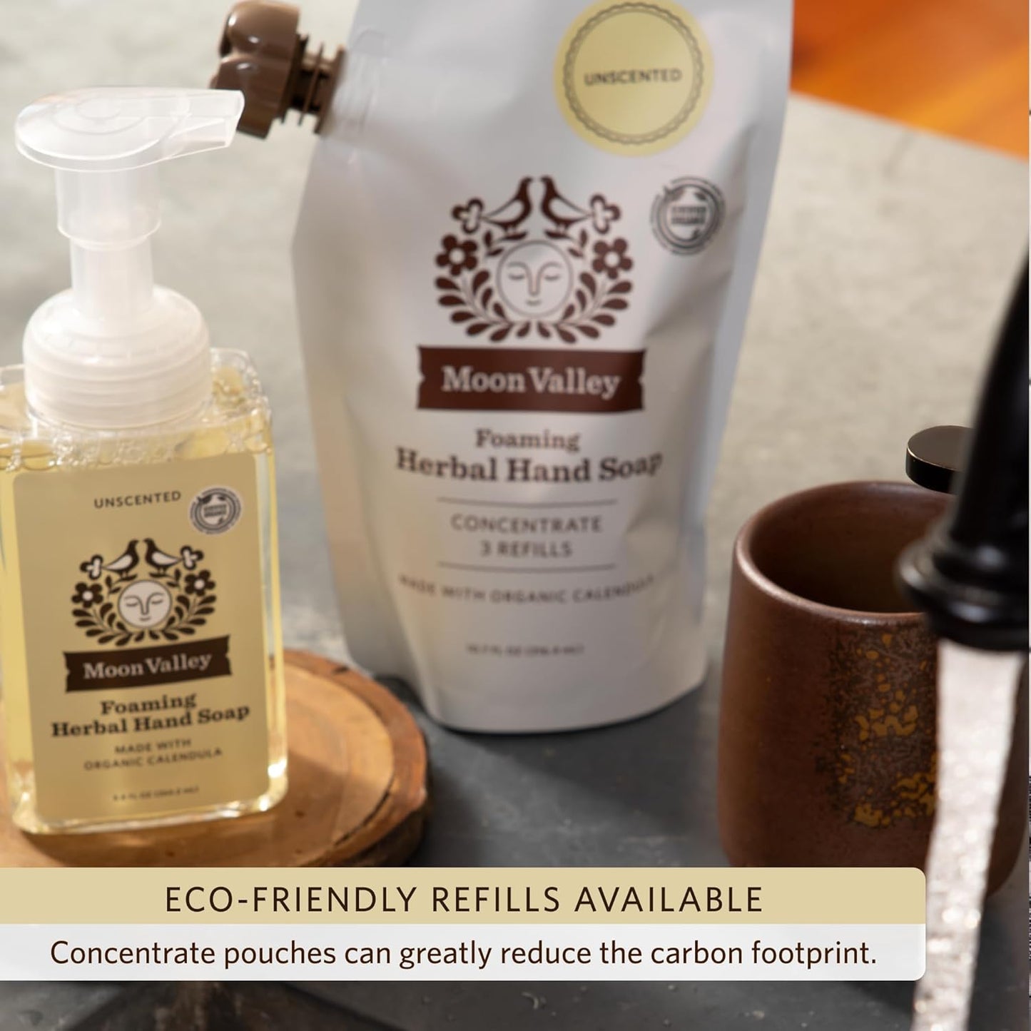 Moon Valley Herbal Foaming Hand Soap, Lemon Rosemary, Mint Lavender, Grapefruit Thyme Three Pack, Vegan, Recyclable Bottle