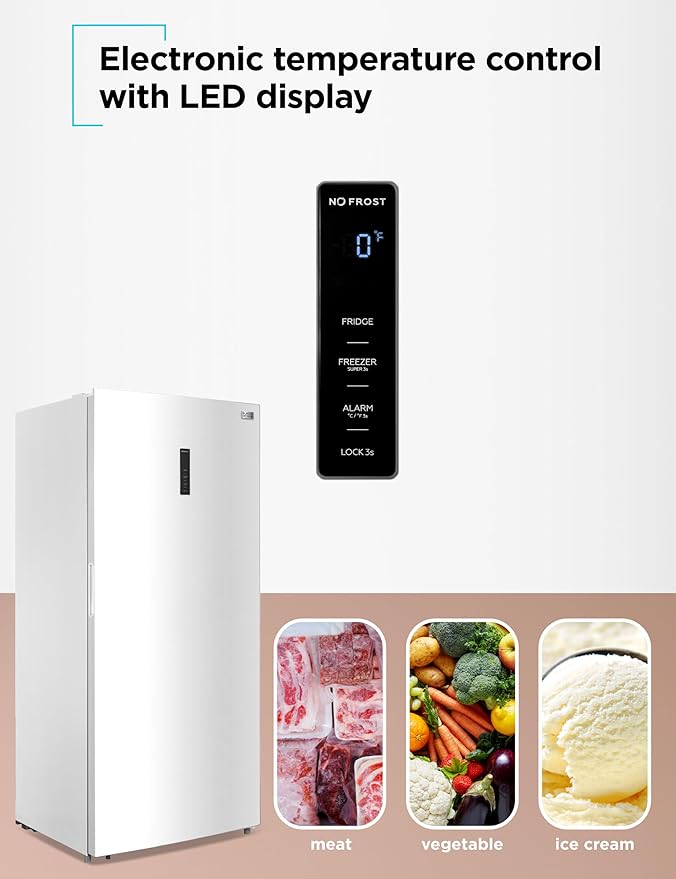 BLACK+DECKER 21.2 Cu. Ft. Convertible Freezer Refrigerator, Upright Freezer with Glass Shelves, Reversible Door, ENERGY STAR rated, Frost Free, BUC2120MW, White