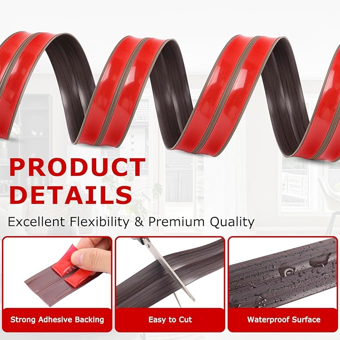 Flexible Wall Corner Protector Moulding Trim Peel and Stick Wall Corner Guards Edge Protector Self Adhesive Molding Trim Strip for Edge Ceiling (Dark Walnut Wood Grain, 1.6 in x 40 Ft)